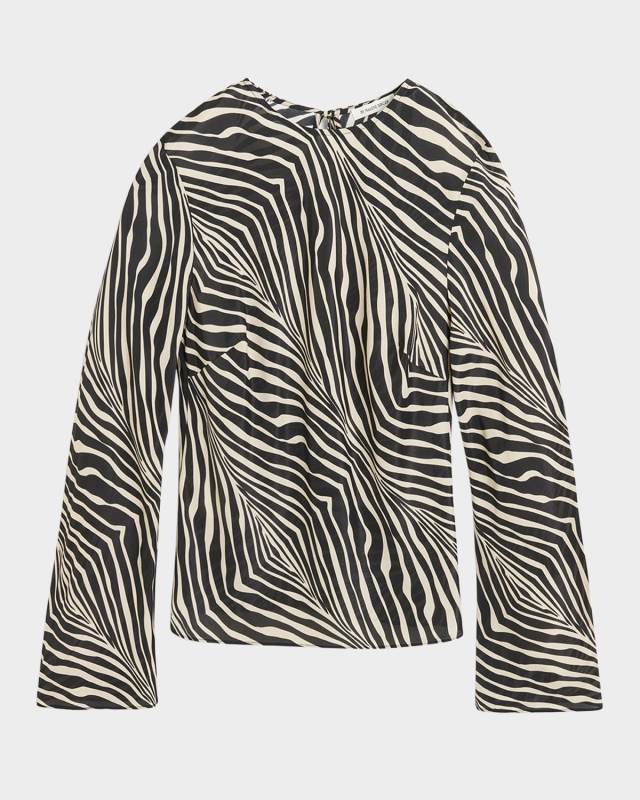 Pricilla Cutout Zebra-Print Blouse